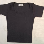 Classic Ribbed Square Neck Fitted Crop Top