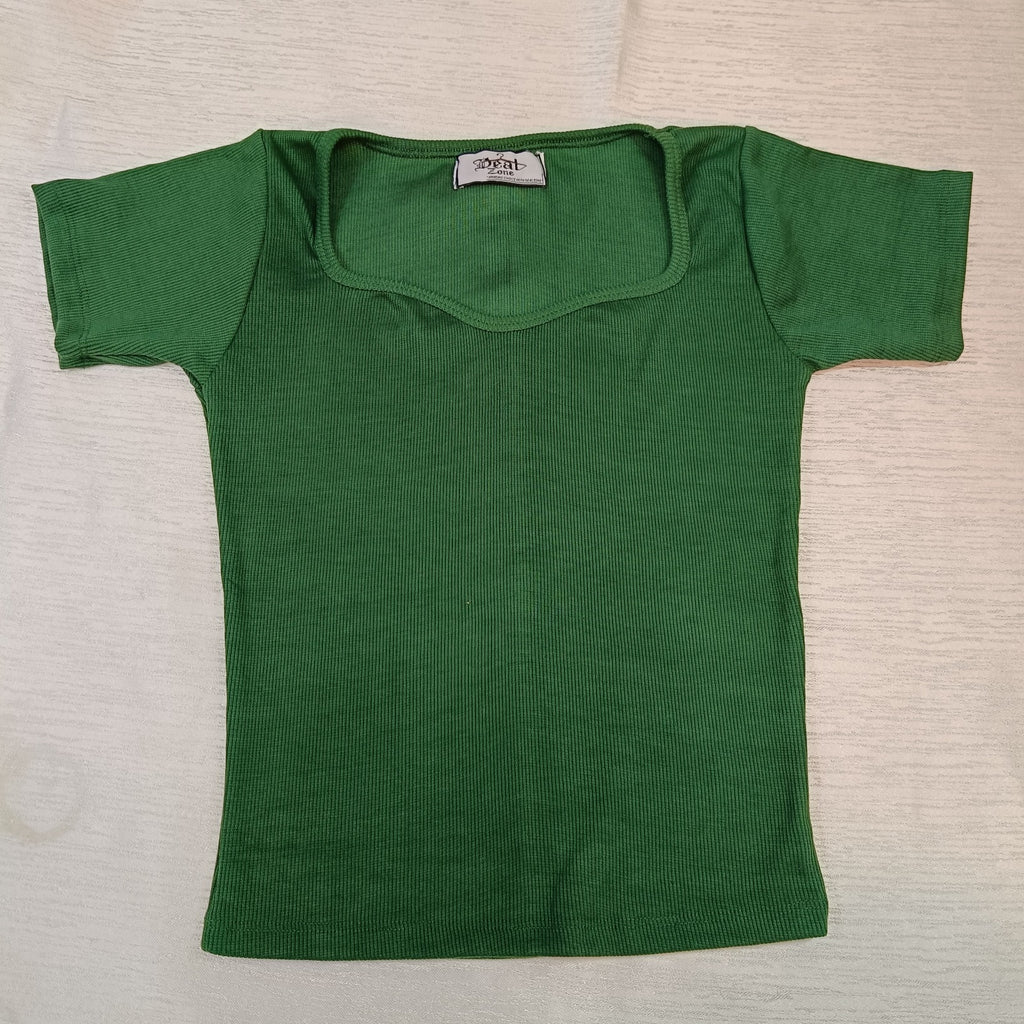 Classic Ribbed Square Neck Fitted Crop Top