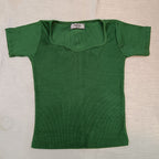 Classic Ribbed Square Neck Fitted Crop Top