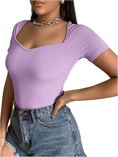 Classic Ribbed Square Neck Fitted Crop Top