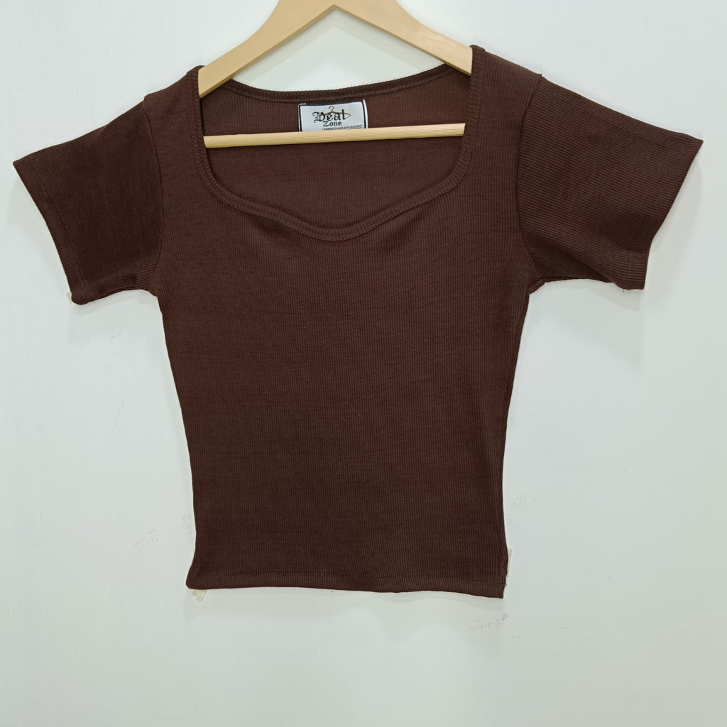 Classic Ribbed Square Neck Fitted Crop Top