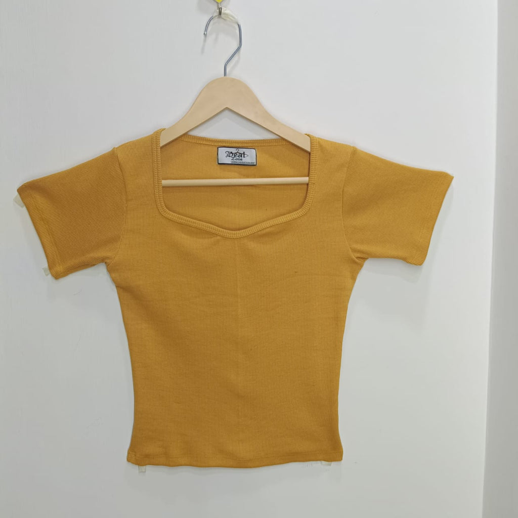 Classic Ribbed Square Neck Fitted Crop Top