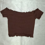 Off-Shoulder Smocked Crop Top for Women