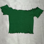 Off-Shoulder Smocked Crop Top for Women