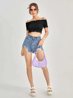Off-Shoulder Smocked Crop Top for Women