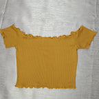 Off-Shoulder Smocked Crop Top for Women