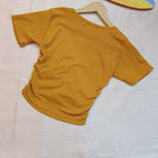 Ribbed V-Neck Ruched Crop Top Cotton Comfort Edition