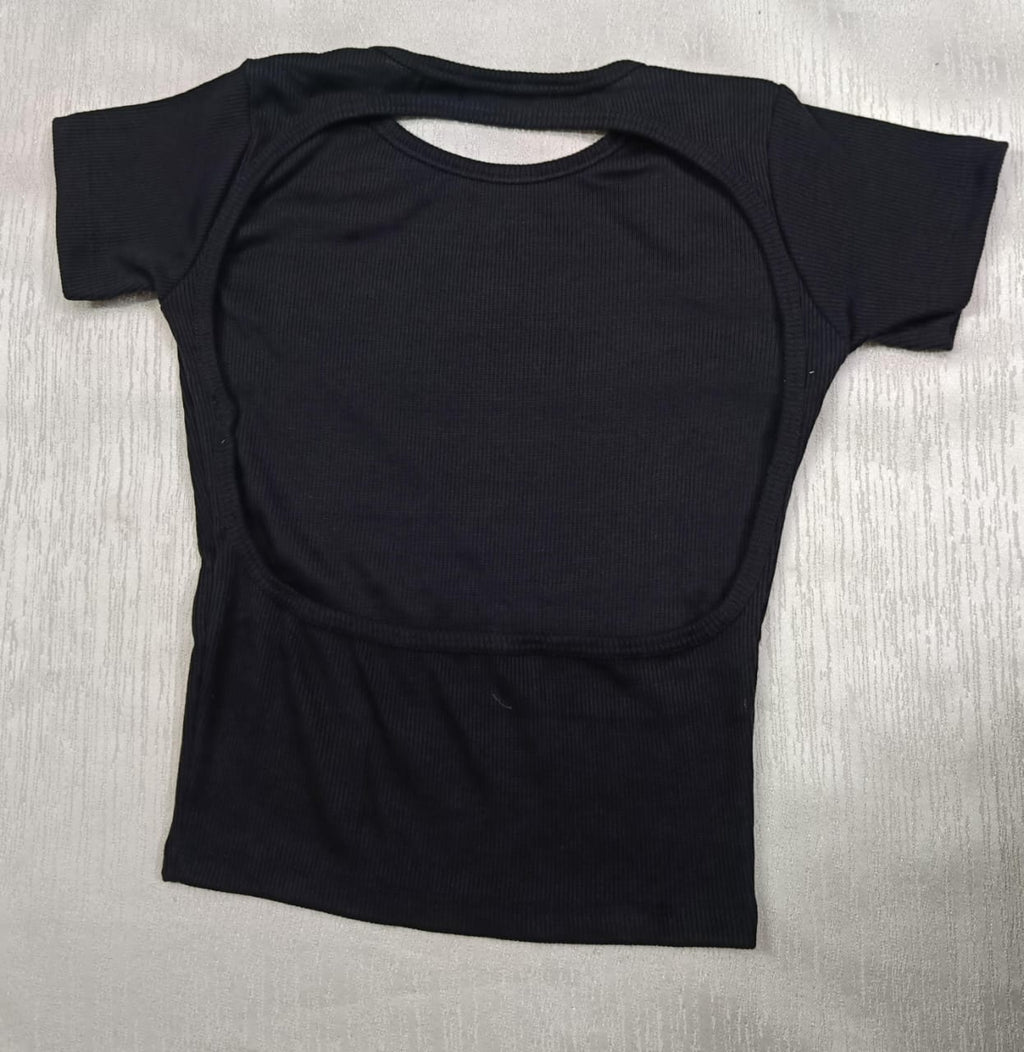 Women’s Trendy Ribbed Open Back Crop Top – Ultimate Confidence Edition