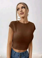 Women’s Trendy Ribbed Open Back Crop Top – Ultimate Confidence Edition