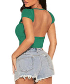 Women’s Trendy Ribbed Open Back Crop Top – Ultimate Confidence Edition