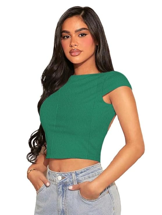 Women’s Trendy Ribbed Open Back Crop Top – Ultimate Confidence Edition