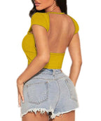 Women’s Trendy Ribbed Open Back Crop Top – Ultimate Confidence Edition