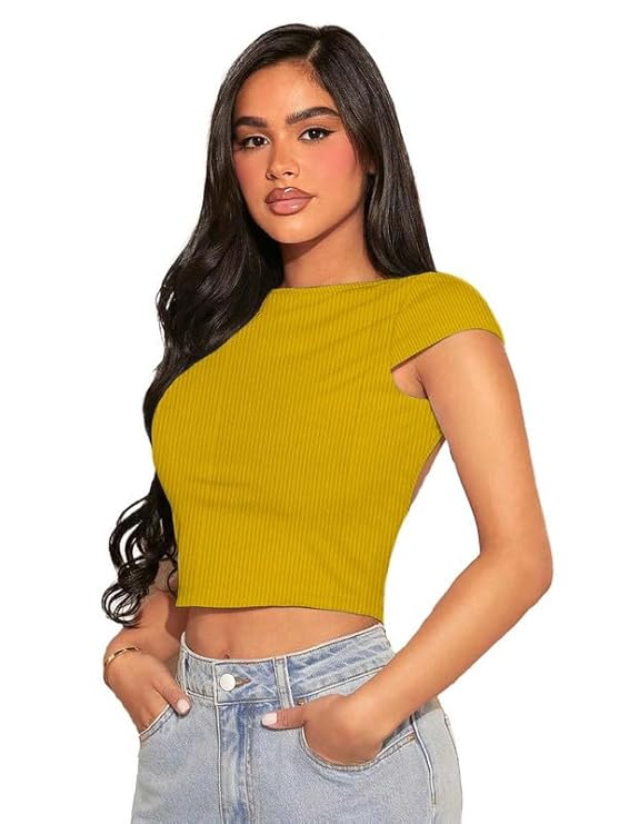 Women’s Trendy Ribbed Open Back Crop Top – Ultimate Confidence Edition