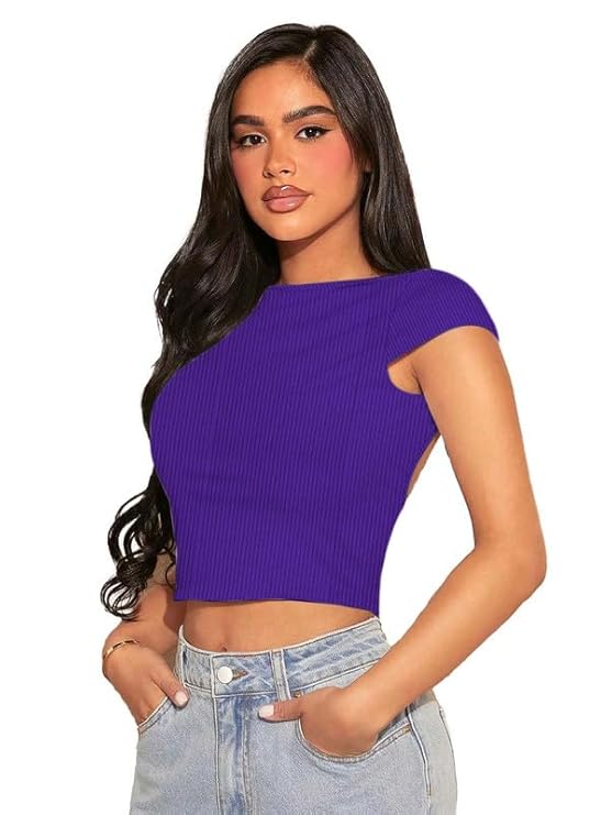 Women’s Trendy Ribbed Open Back Crop Top – Ultimate Confidence Edition