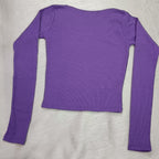 Elegant Square Neck Full Sleeve Ribbed Crop Top