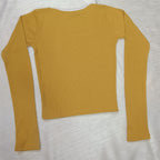 Elegant Square Neck Full Sleeve Ribbed Crop Top