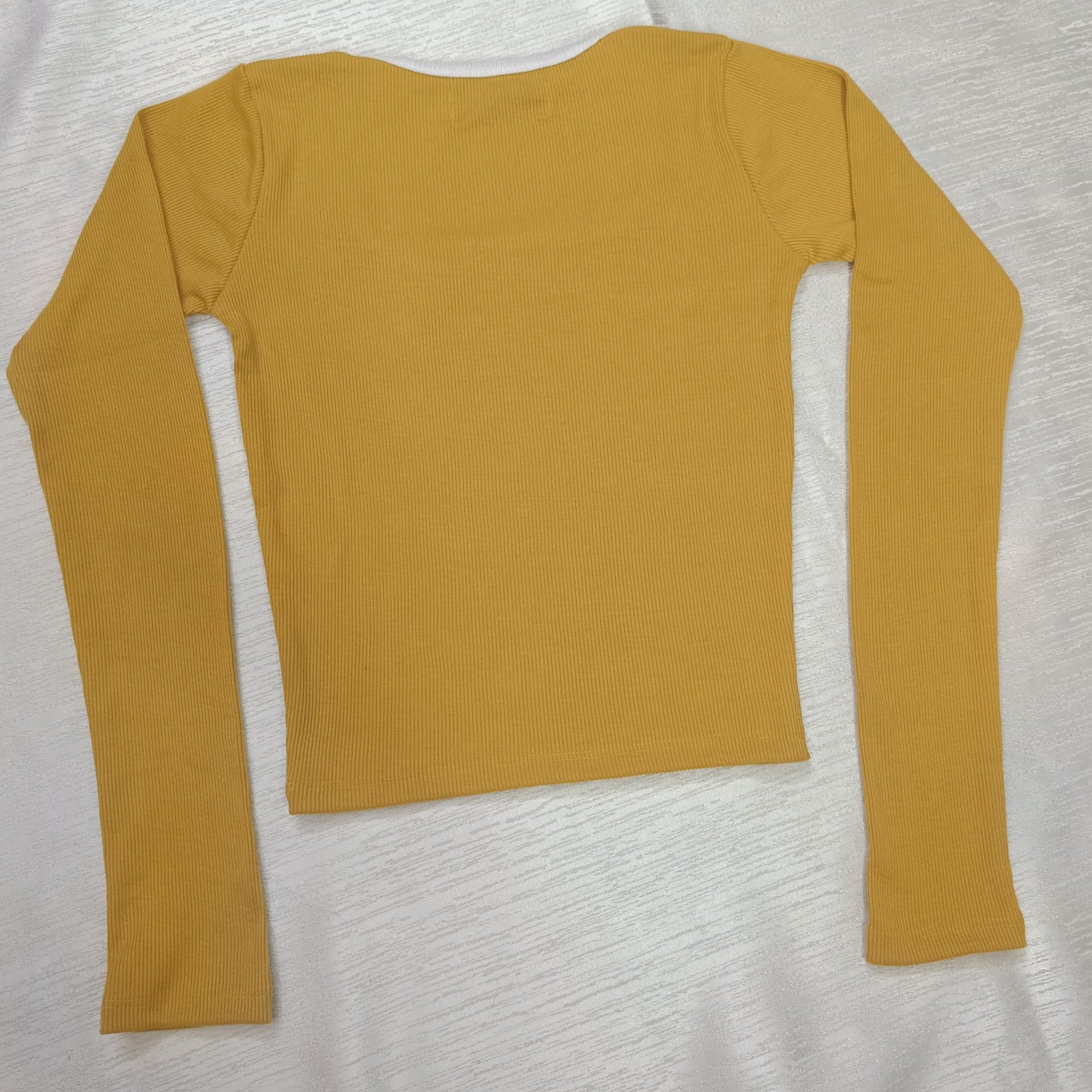 Elegant Square Neck Full Sleeve Ribbed Crop Top