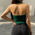 Classic Ribbed Halter Neck Crop Top