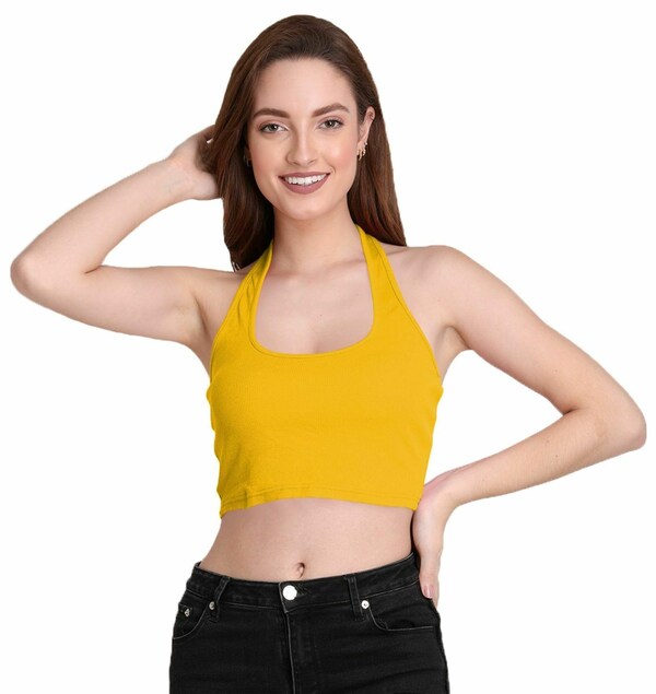 Classic Ribbed Halter Neck Crop Top