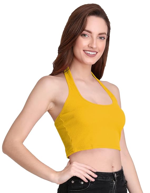 Classic Ribbed Halter Neck Crop Top