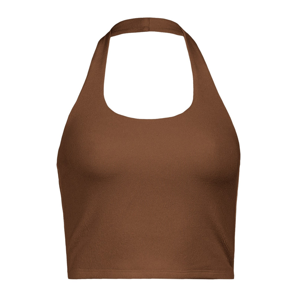 Classic Ribbed Halter Neck Crop Top