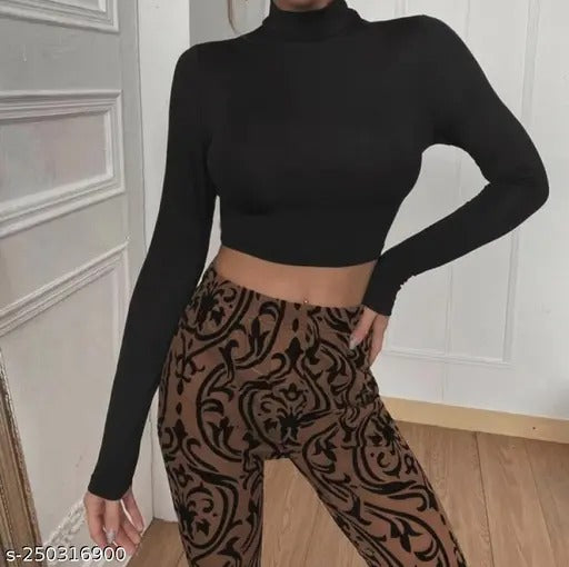 High Neck Lace-Up Ribbed Crop Top