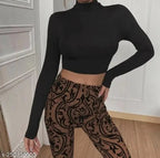 High Neck Lace-Up Ribbed Crop Top