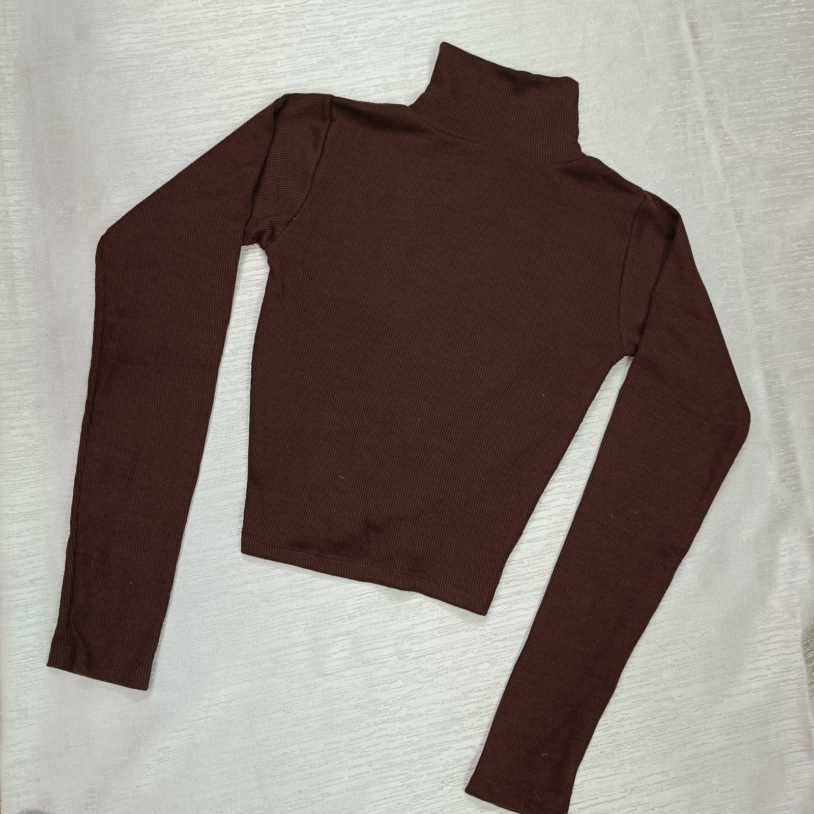 High Neck Lace-Up Ribbed Crop Top