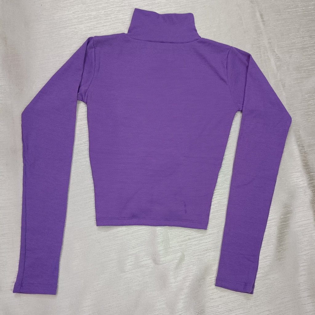 High Neck Lace-Up Ribbed Crop Top