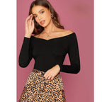 Off-Shoulder Ribbed Bodyfit Top