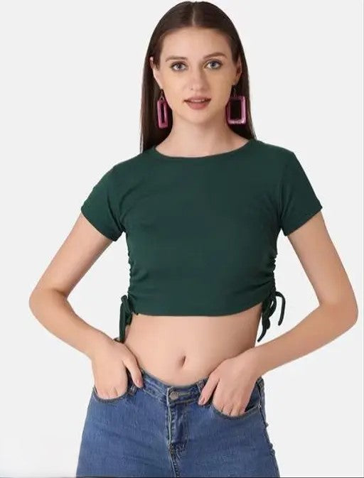 Trendy Ruched Side Fitted Crop Top for Women – Everyday Chic Essential