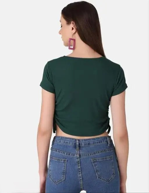 Trendy Ruched Side Fitted Crop Top for Women – Everyday Chic Essential