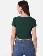 Trendy Ruched Side Fitted Crop Top for Women – Everyday Chic Essential