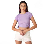 Trendy Ruched Side Fitted Crop Top for Women – Everyday Chic Essential