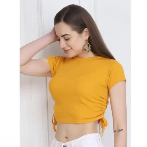Trendy Ruched Side Fitted Crop Top for Women – Everyday Chic Essential