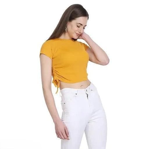 Trendy Ruched Side Fitted Crop Top for Women – Everyday Chic Essential