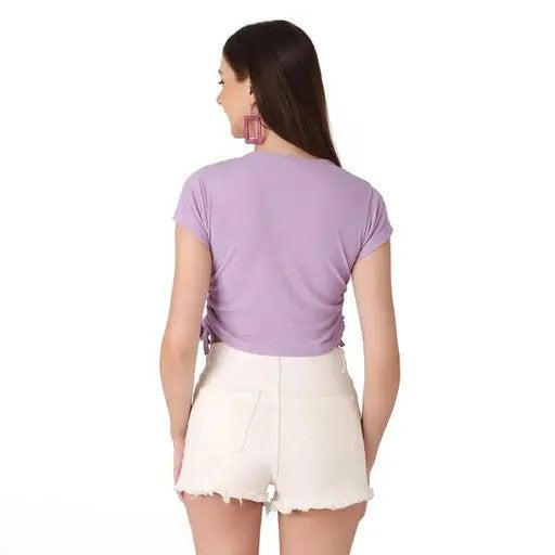 Trendy Ruched Side Fitted Crop Top for Women – Everyday Chic Essential
