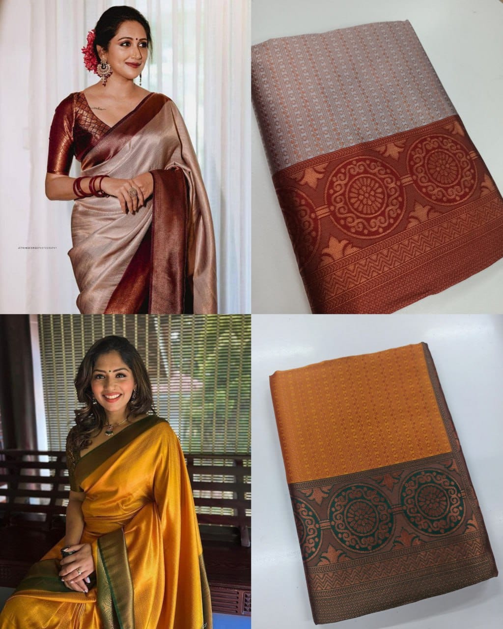 Premium Soft Lichi Silk Saree with Rich Pallu and All-Over Jacquard Weaving