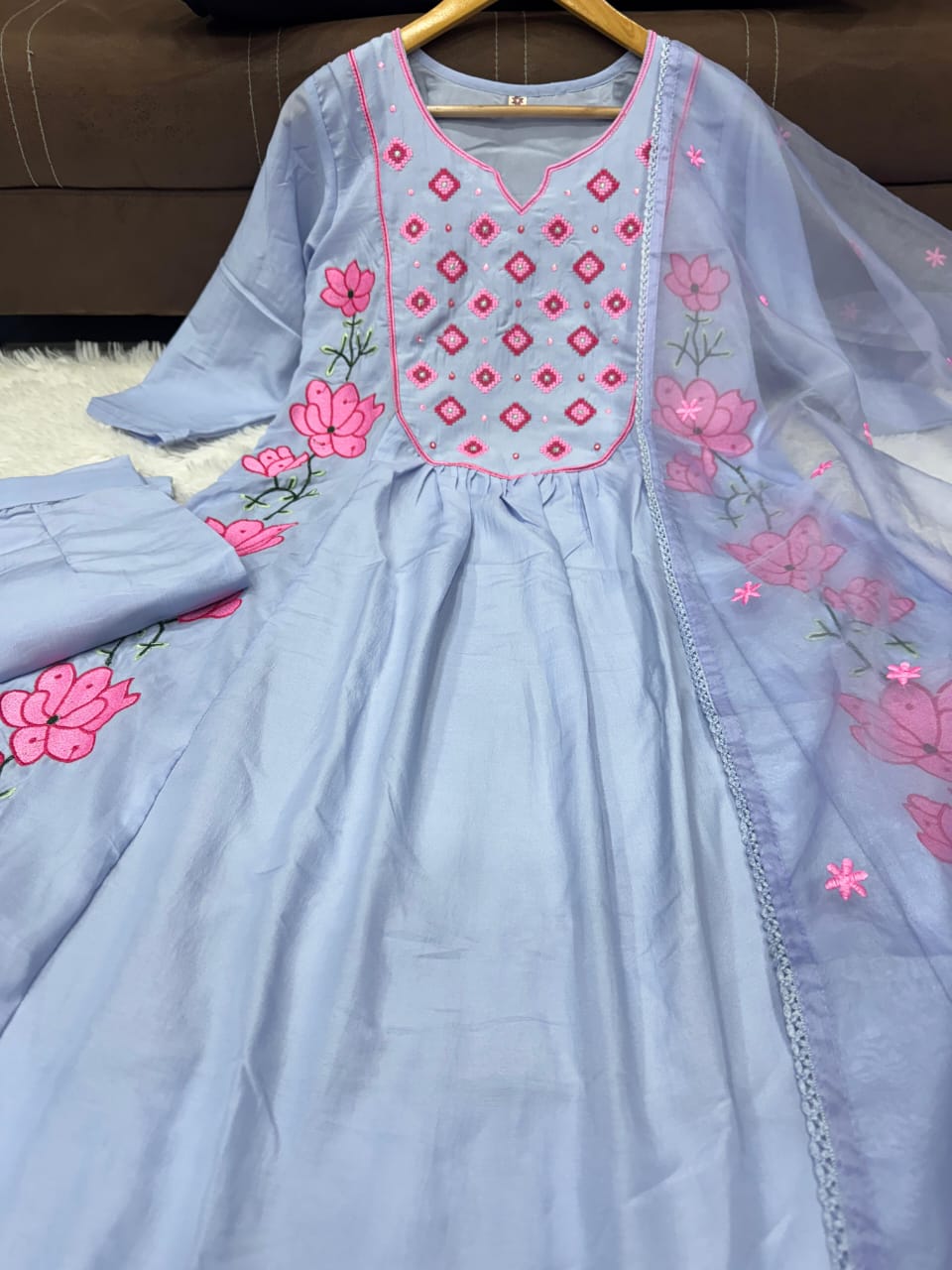 Gorgeous Embroidered Parampara Silk Suit Set with Dupatta