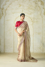 Soft Space Silk Designer Saree with Embroidered Sequin Lace Border & Readymade Embellished Blouse