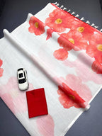 Pure Linen Digital Print Saree with Banglory Satin Blouse & Elegant Latkan Detailing