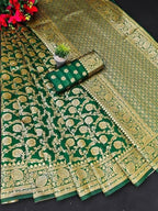 Royal Banarasi Silk Saree with Rich Zari Weaving and Blouse Piece