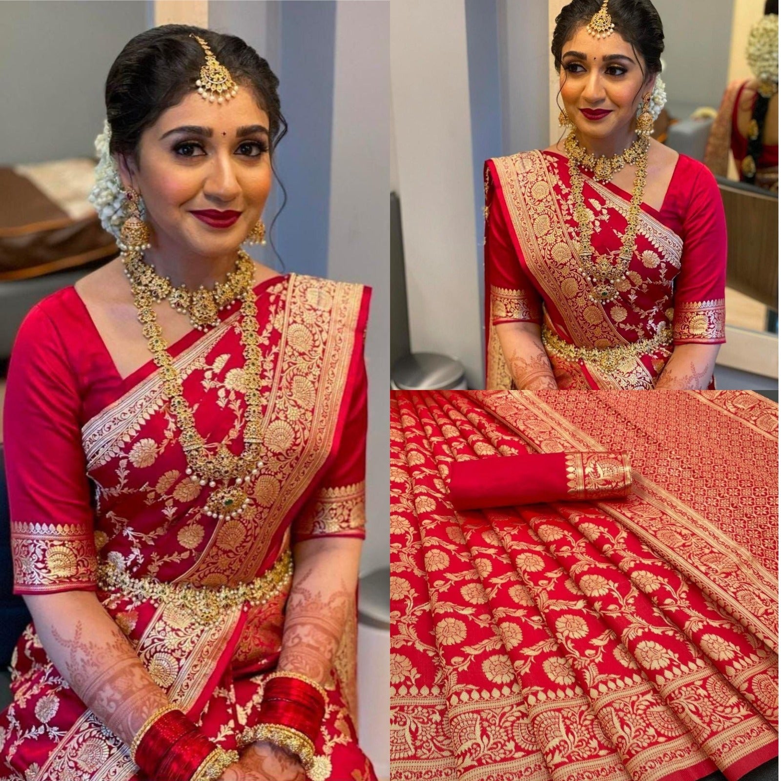 Royal Banarasi Silk Saree with Rich Zari Weaving and Blouse Piece