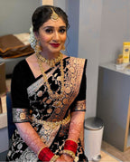 Royal Banarasi Silk Saree with Rich Zari Weaving and Blouse Piece