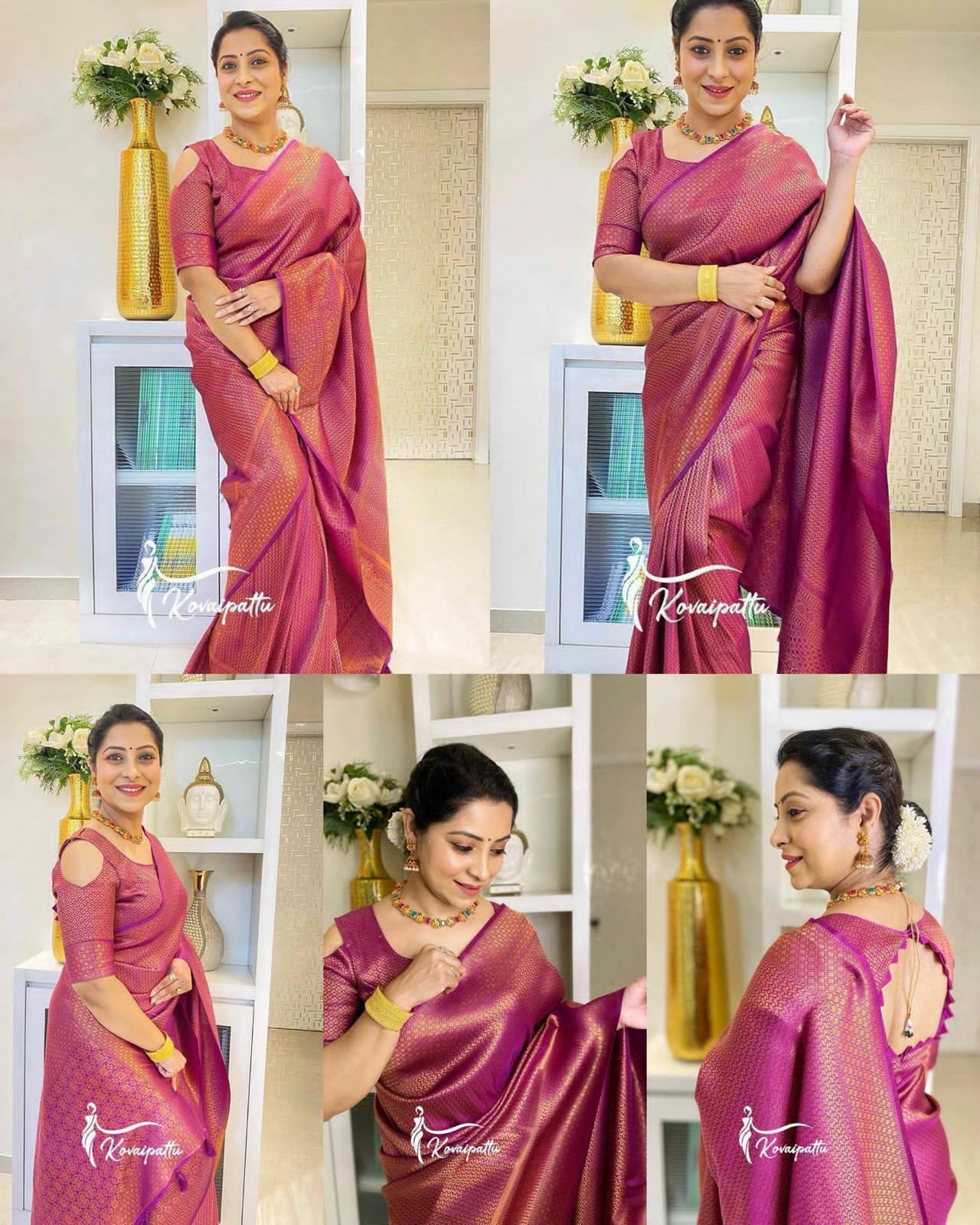 Royal Soft Lichi Silk Saree with Rich Pallu & Jacquard Weave