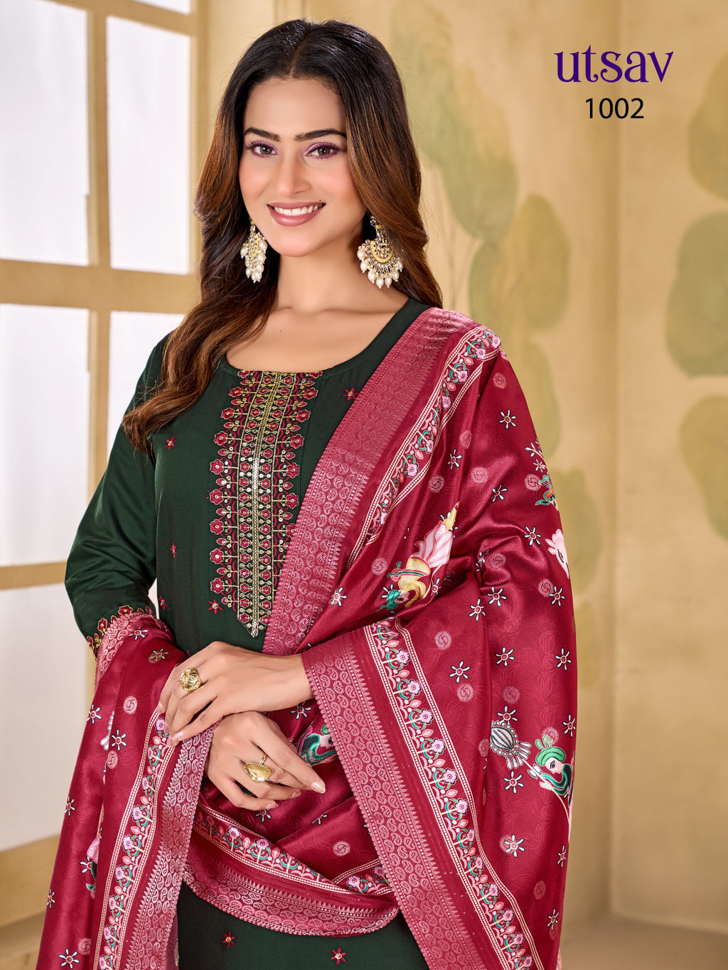 Royal Designer Embroidered Suit Set with Premium Weaving Dupatta (Kurti + Palazzo + Dupatta)