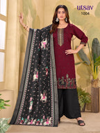 Royal Designer Embroidered Suit Set with Premium Weaving Dupatta (Kurti + Palazzo + Dupatta)