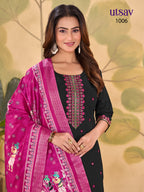 Royal Designer Embroidered Suit Set with Premium Weaving Dupatta (Kurti + Palazzo + Dupatta)