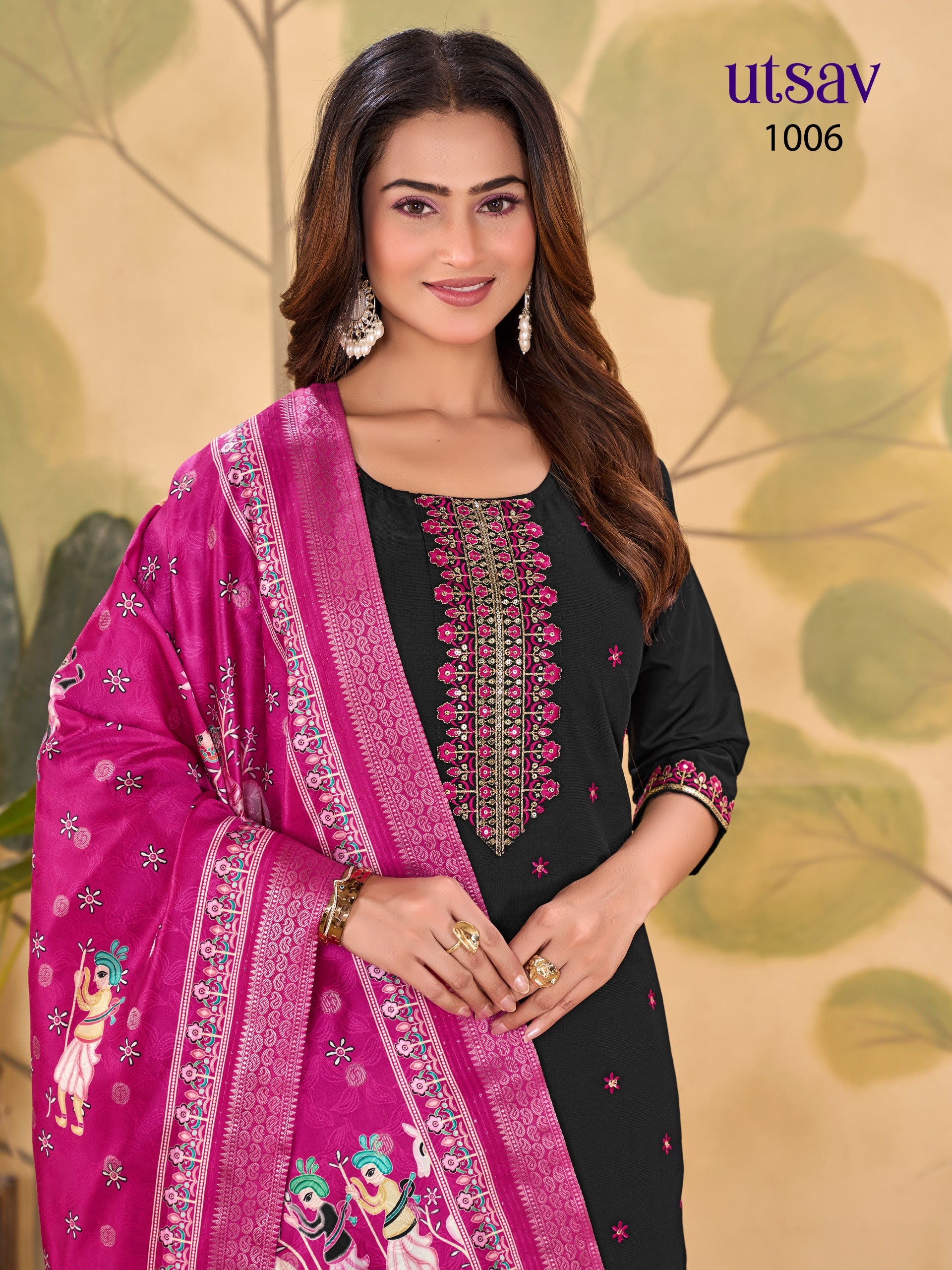 Royal Designer Embroidered Suit Set with Premium Weaving Dupatta (Kurti + Palazzo + Dupatta)