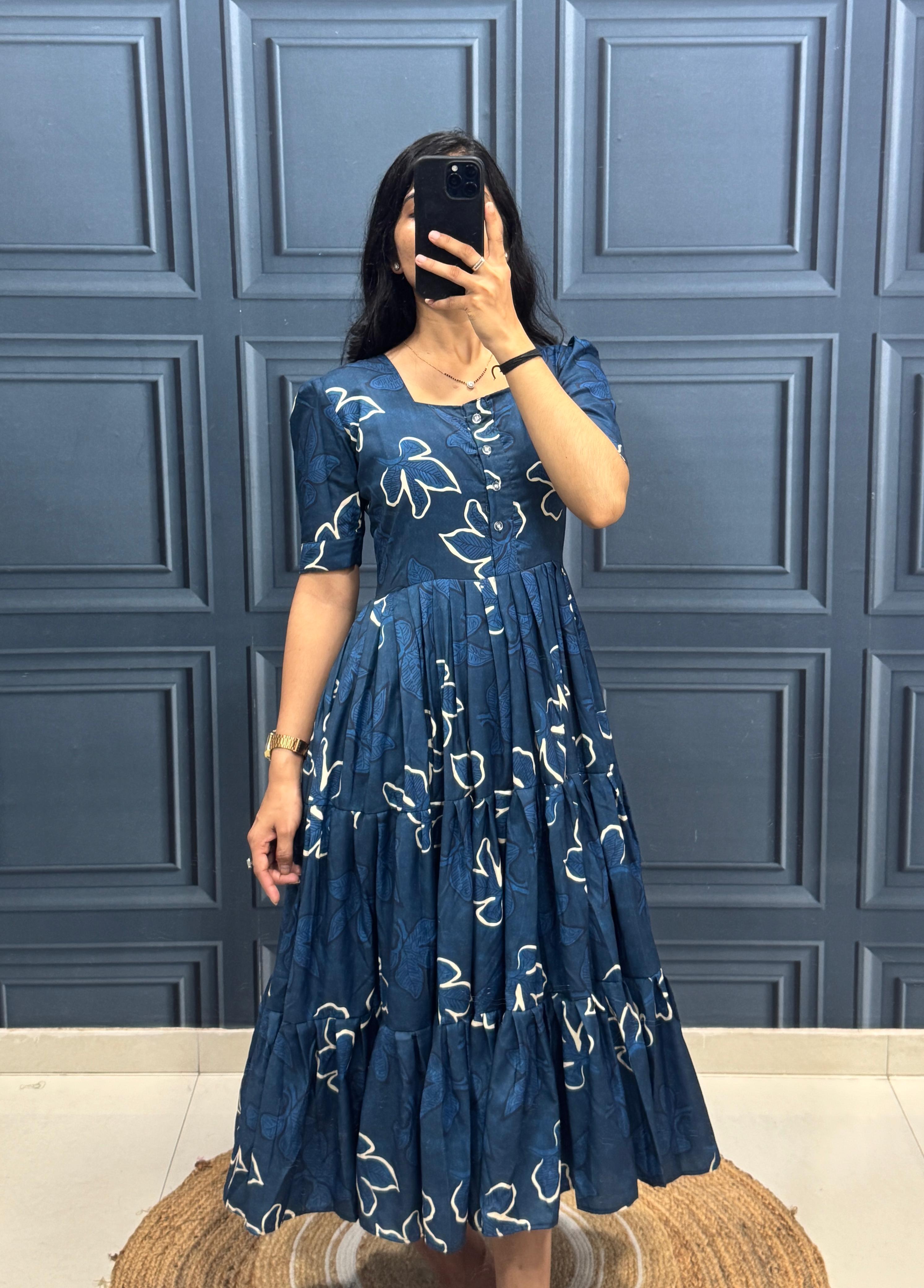 Premium Muslin Cotton Layered Flair Dress